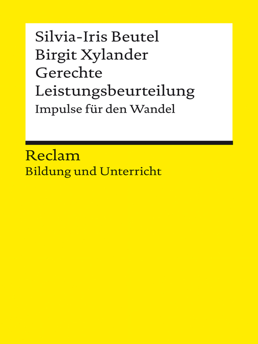 Title details for Gerechte Leistungsbeurteilung. Impulse für den Wandel by Silvia-Iris Beutel - Available